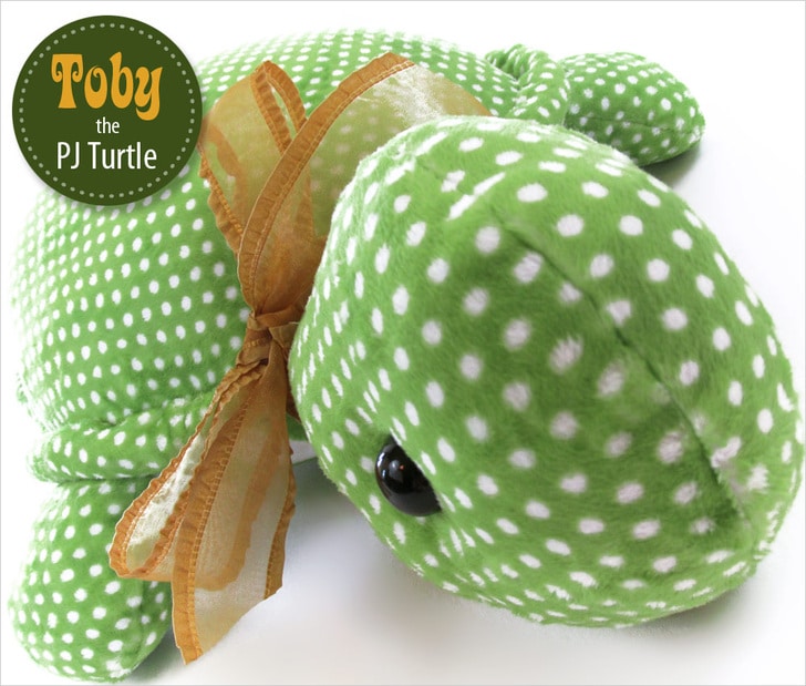 Toby the Stuffed Turtle with a Hidden PJ Pocket