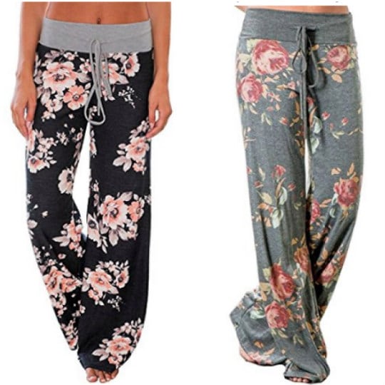 Women's Floral Print Drawstring Wide Leg Lounge Pants $15.99 (Reg. $26. ...
