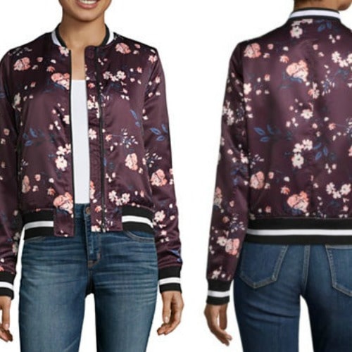 JCPenney Women's Satin Floral Bomber Jacket 18.74 (Reg. 74