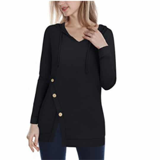 Sleeve V Neck Pullover Tunic With Split Hem sleeve v neck pullover tunic with split hem