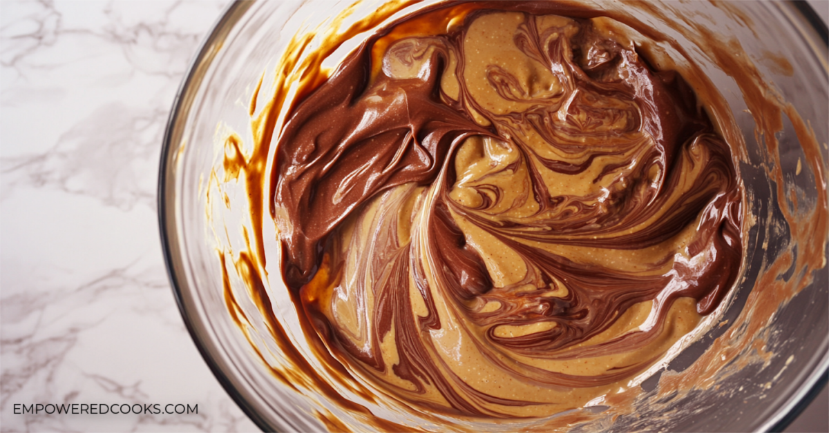 Melting peanut butter and chocolate
