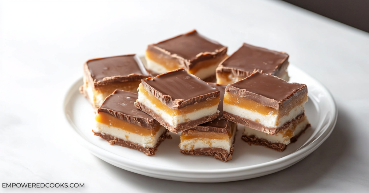Snicker's Fudge on a serving platter