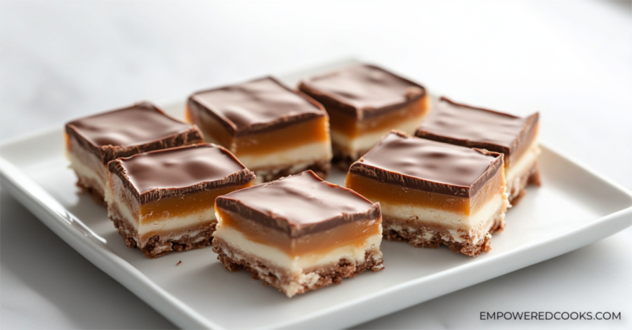 Snicker's Fudge on a serving plate