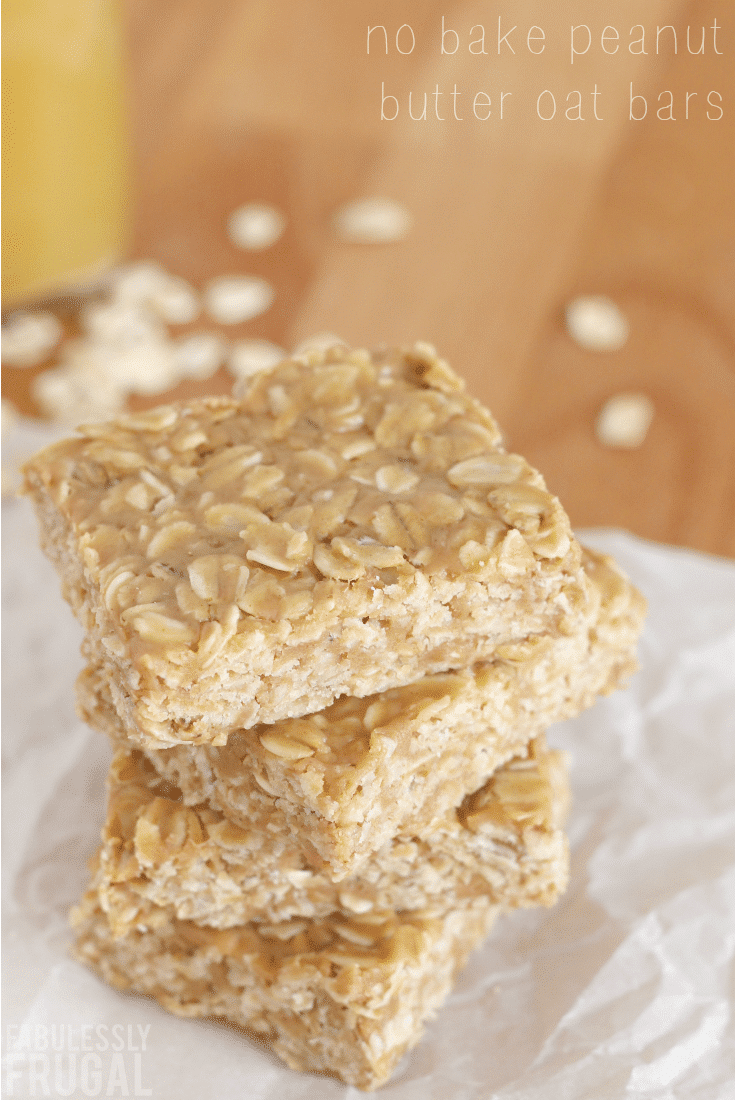 Healthy No Bake Peanut Butter Oat Bars Recipe - Fabulessly Frugal