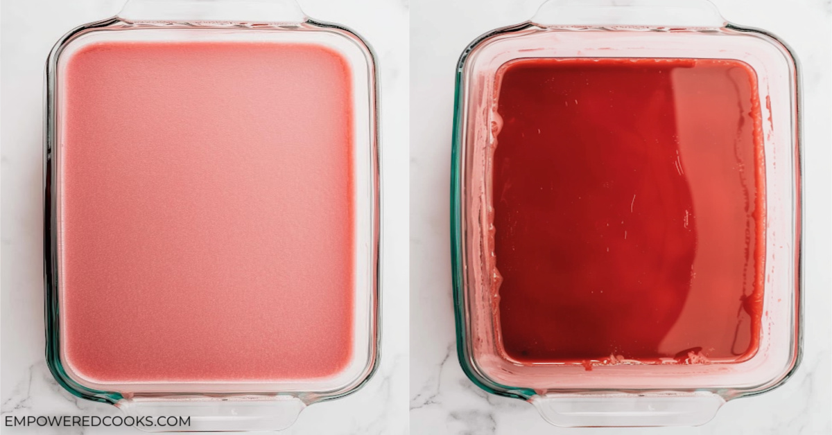 1 layer of jello yogurt, topped with a layer of jello