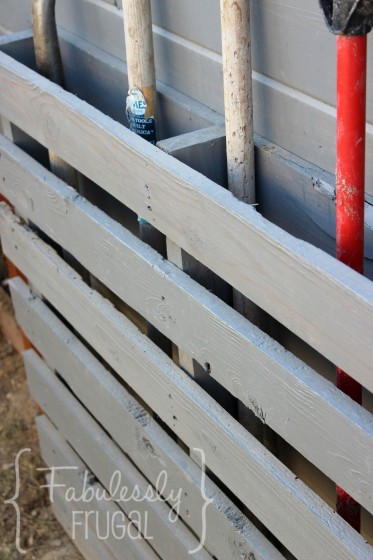 using a pallet for lawn tool storage
