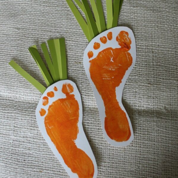 carrot footprint Easter keepsake craft for kids