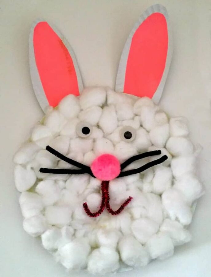 paper plate Easter bunny craft for kids
