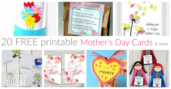 Free printable Mother's Day cards and questionnaires