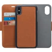 Amazon: AmazonBasics iPhone X PU Leather Wallet Detachable Case, Brown...