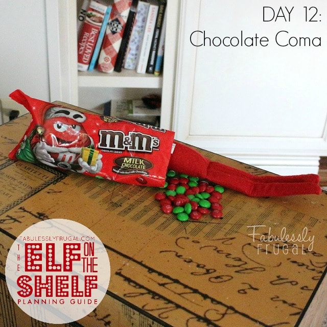 25 Days of Elf on the Shelf Ideas: Day 12 Chocolate coma