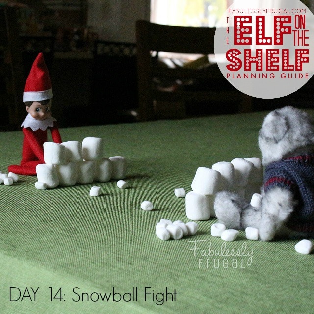 25 Days of Elf on the Shelf Ideas: Day 14 Snowball fight