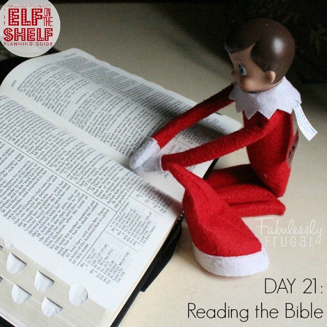25 Days of Elf on the Shelf Ideas: Day 21 Reading the bible