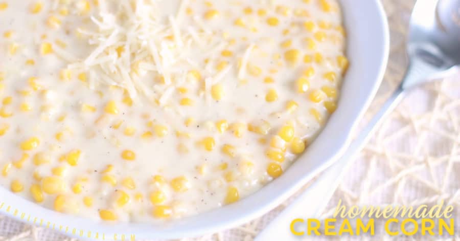 Bowl of homemade creamed corn