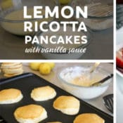 Lemon ricotta pancakes with vanilla sauce