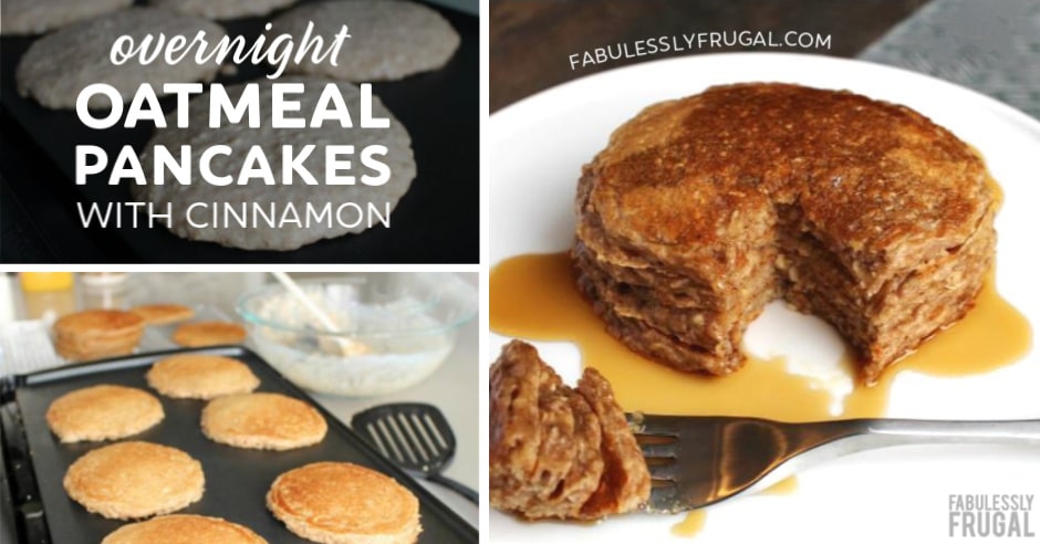 Overnight oatmeal pancakes with cinnamon