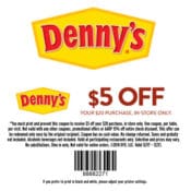 Denny's: $5 Off a $20 Purchase Coupon