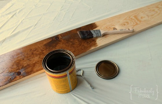Staining wood for diy growth chart ruler