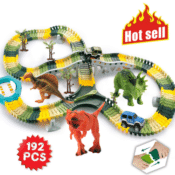 Amazon: 192 Pcs Dinosaur Race Car Flexible Track Set $25.99 (Reg. $79.99)
