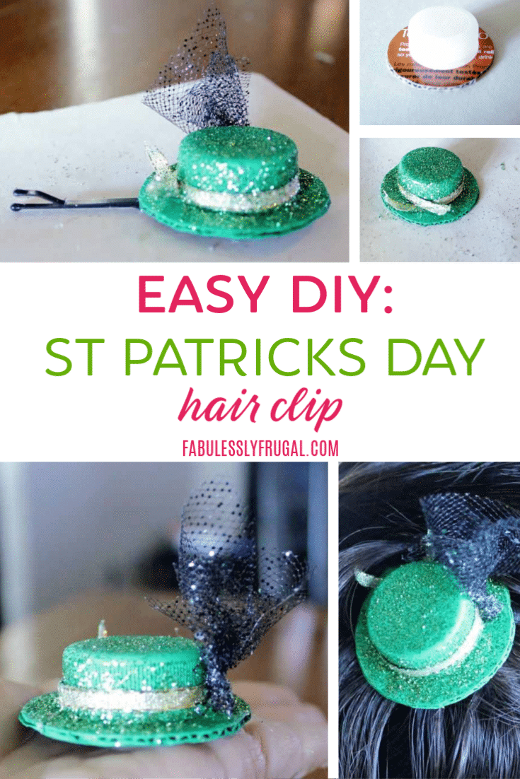 DIY St Patricks Day mini hat hair clip idea