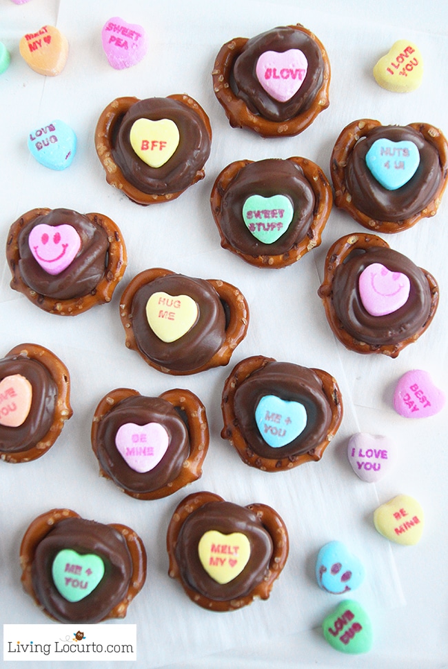 Heart chocolate pretzels for Valentines