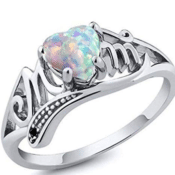 Amazon: Women's Opal Heart Mom Ring $1.87 + Free Shipping