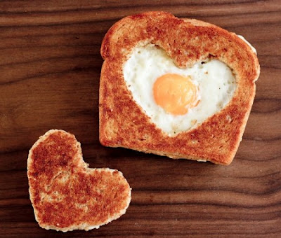 Heart shaped toast and egg