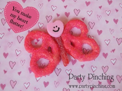 Easy pretzel butterfly Valentines craft