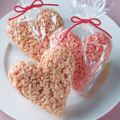Heart shaped rice krispie treats for Valentines