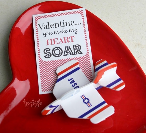 Printable Valentine's Day card with a toy plane