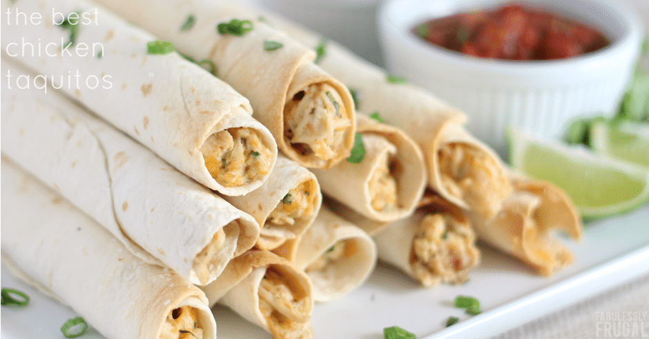 Creamy Baked Chicken Taquitos Recipe - Fabulessly Frugal