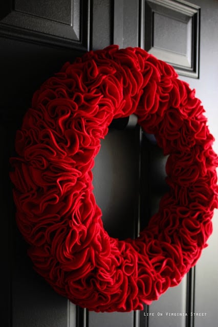 Red ruffle valentine wreath