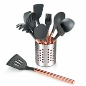Amazon: 10-Piece Silicone Kitchen Cooking Utensil Set with Rose Gold Handles...