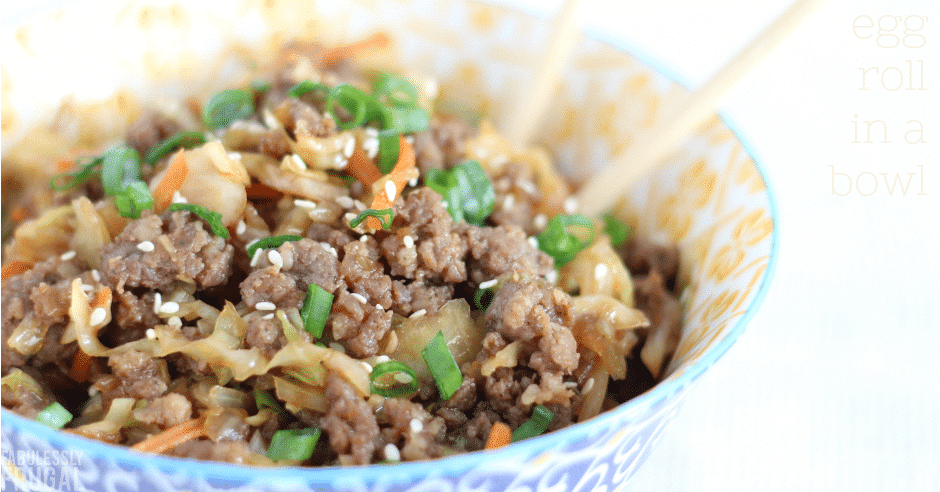 Easy keto sausage egg roll in a bowl
