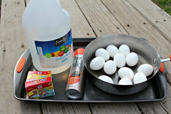 Supplies for shaving cream easter eggs