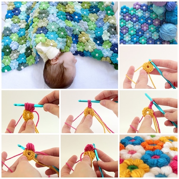 Crochet petal blanket