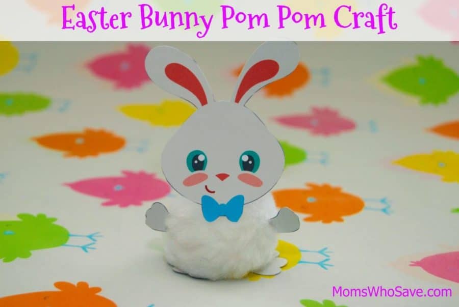 Easter bunny pom pom craft