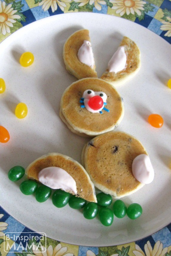 Bunny pancakes with jelly beans