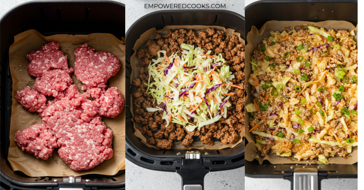 Air fryer egg roll in a bowl