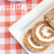 Served carrot cake roll with cream cheese filling