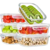 Amazon: Glass Meal Prep & Food Storage Containers, 6 Pack $11.99 (Reg $19.99)