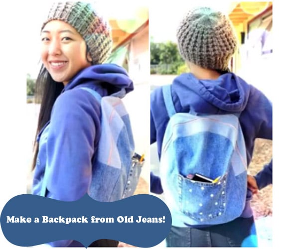 DIY backpack from old jeans