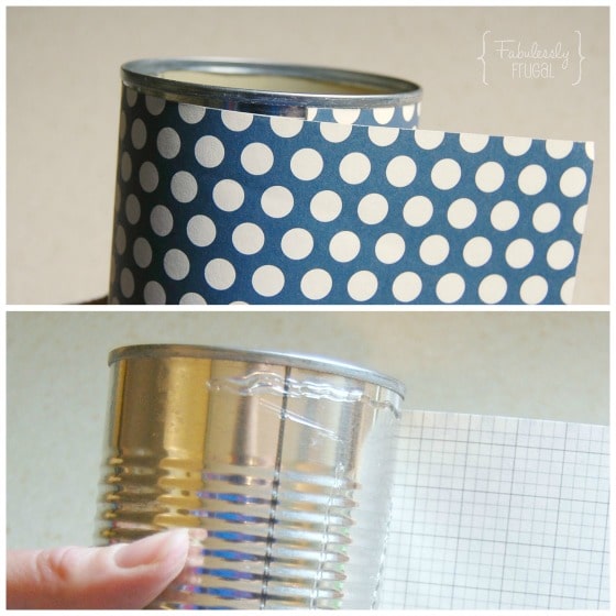 DIY chore consequence can attaching scrapbook paper hot glue