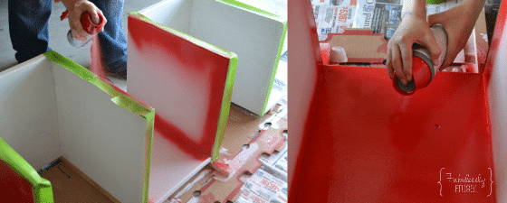 Painting the lego display shelves red