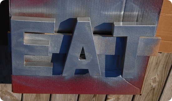 Spray painted faux metal letters
