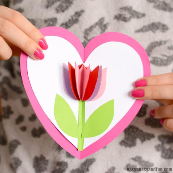 Tulip in a heart Mother's Day card