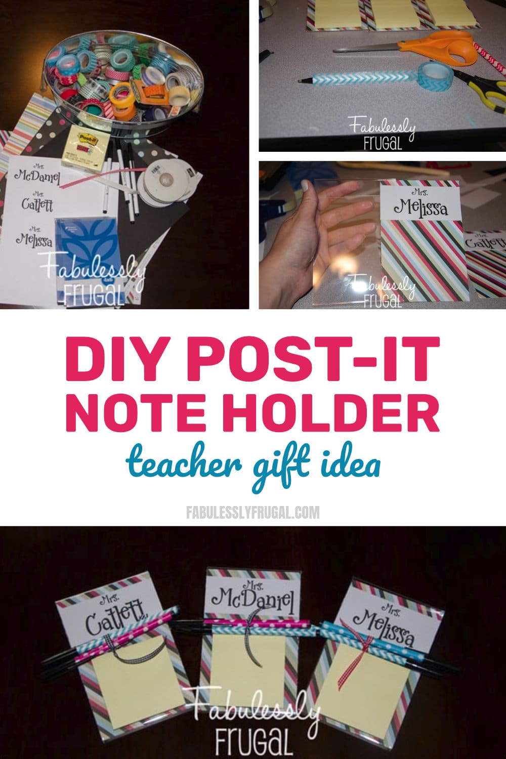 DIY post it note holder teacher gift idea