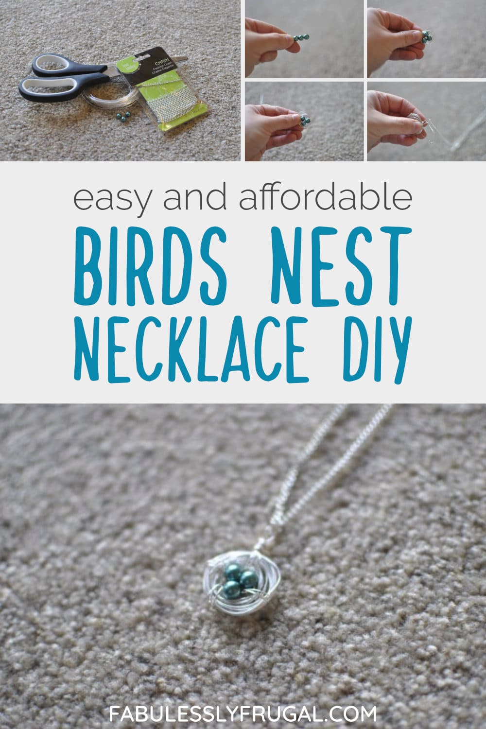 Easy and affordable birds nest necklace diy