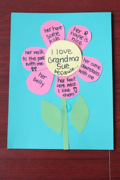 "I love you because" homemade Mother's Day card idea