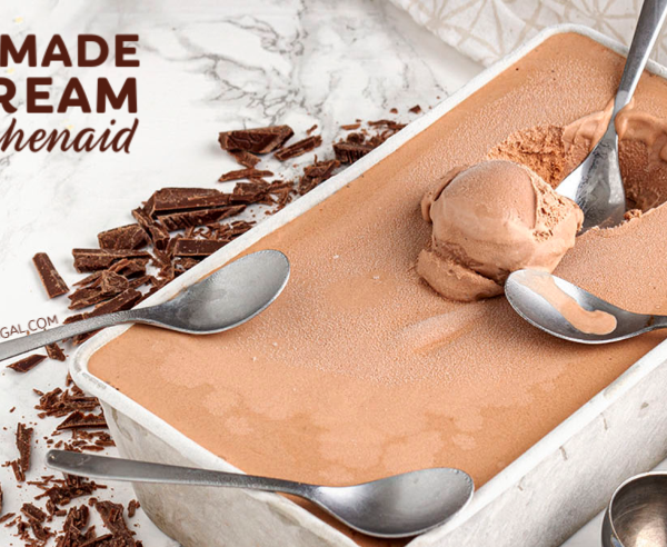 Tub of kitchenaid ice cream with spoons in it